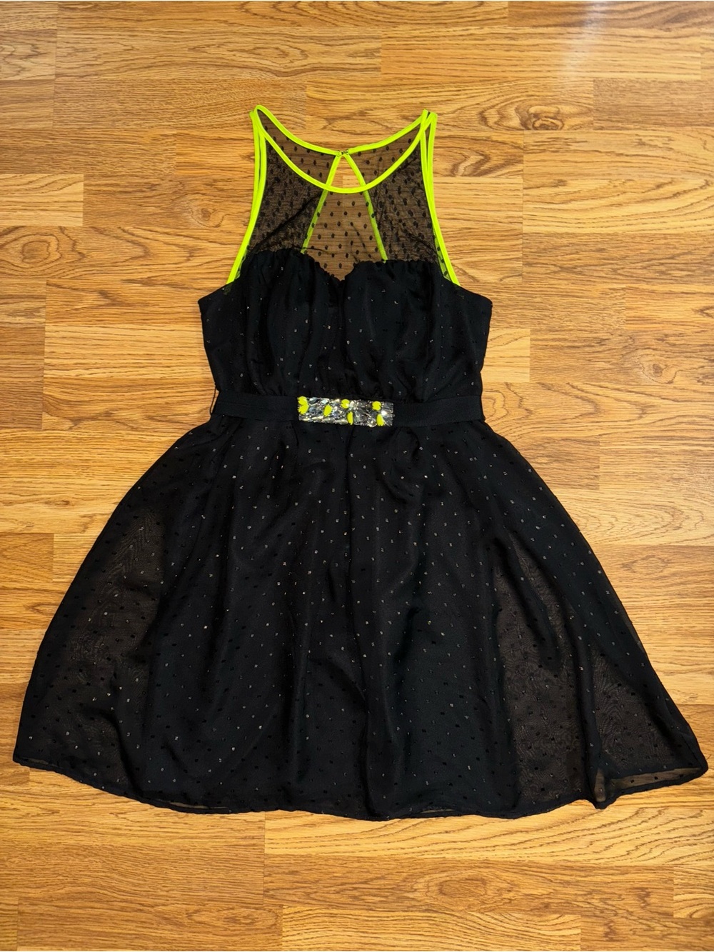 Princess Vera Wang Formal Dress Juniors Size 9 Sweetheart Neckline Black Neon